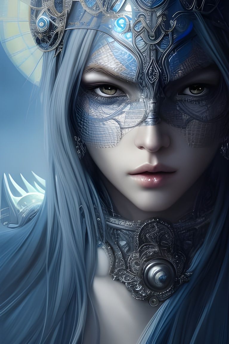 Love Goddess in Silver Armor, Digital Illustration