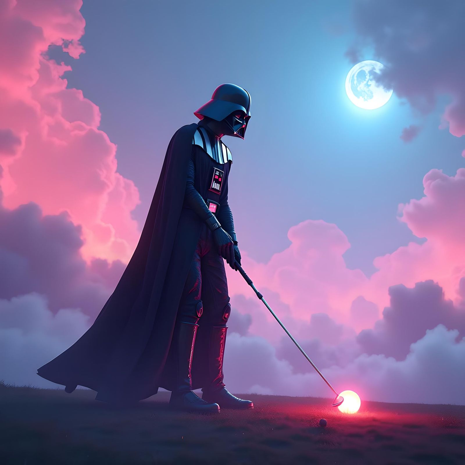 Darth Vader Plays Golf: 3D Anime Art