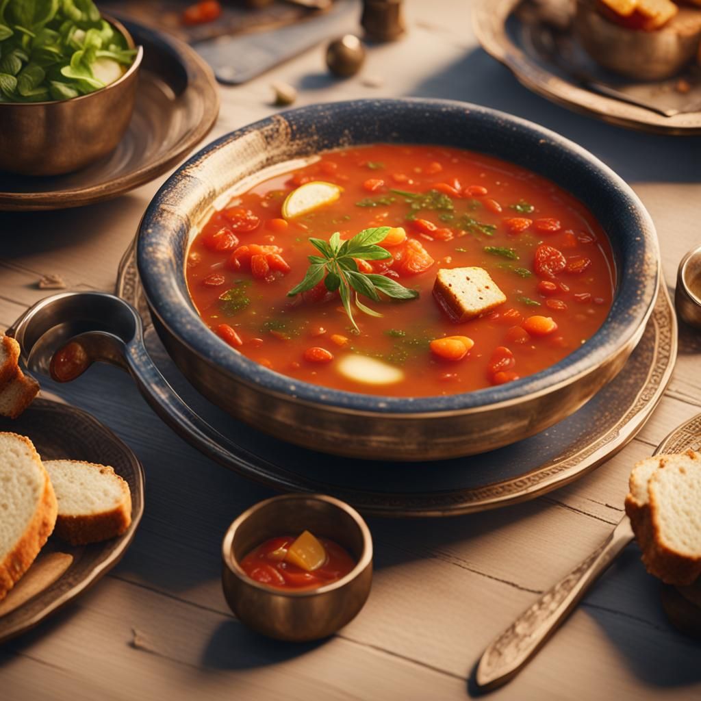 Soup Bowl Still Life in 3D Game Style