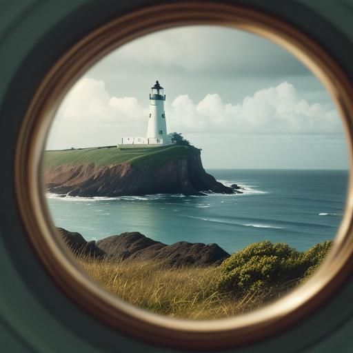 Cinematic Film Still: Lighthouse and Sea