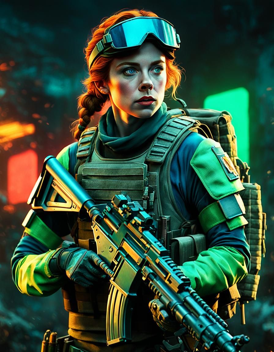 High-Tech Soldier in Sci-Fi Armor, Digital Painting