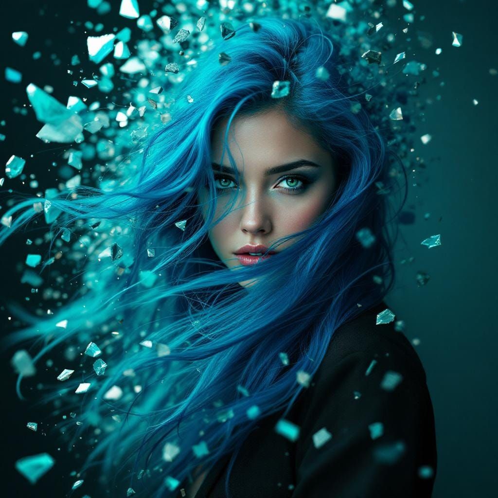 Woman with Crystalline Hair in Divine Oil Style