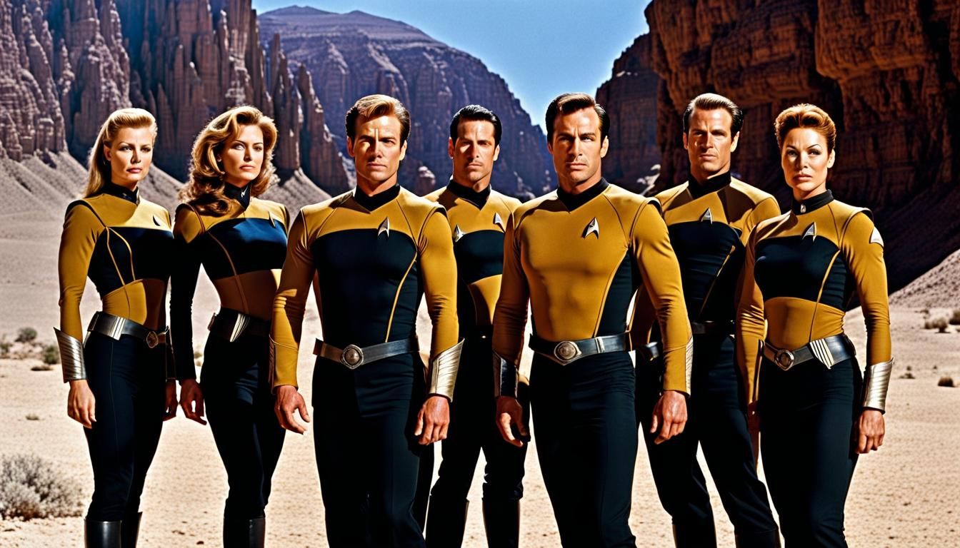 Star Trek crew on a desert planet