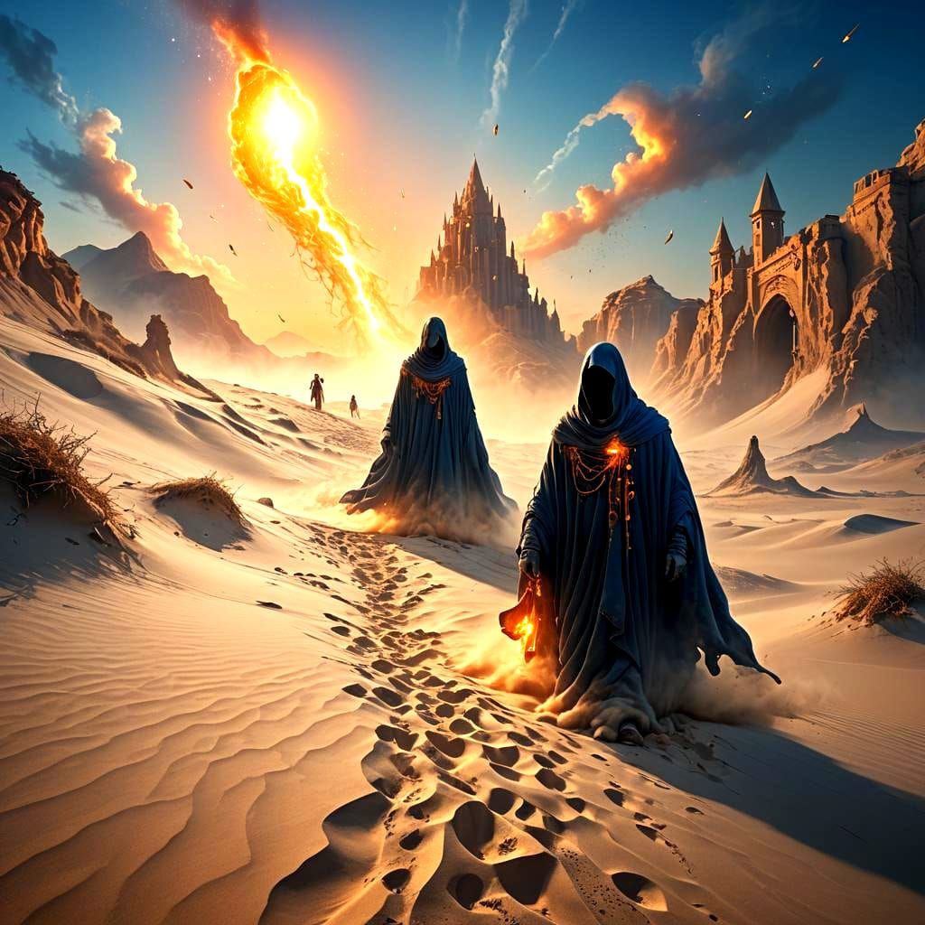 Eerie Sand Ghost Emerges at Sunrise: A Matte Painting