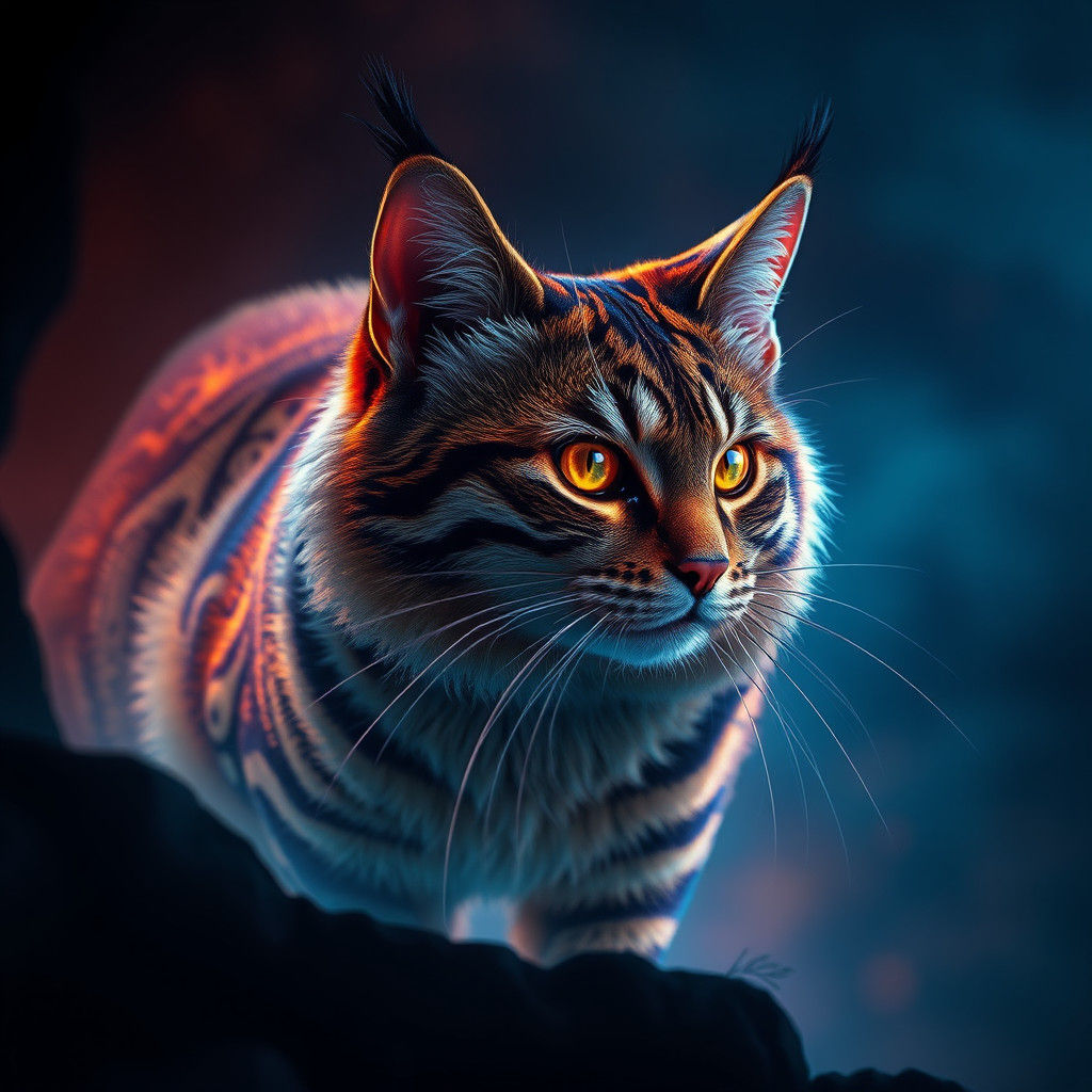 Mystical Striped Cat in Unreal Engine Style