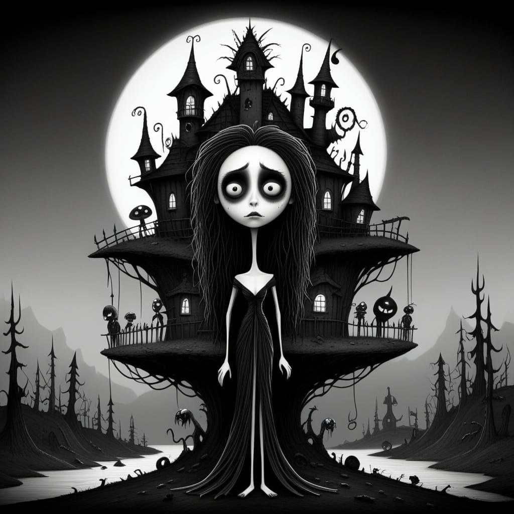 Grimdark Image in Tim Burton Style