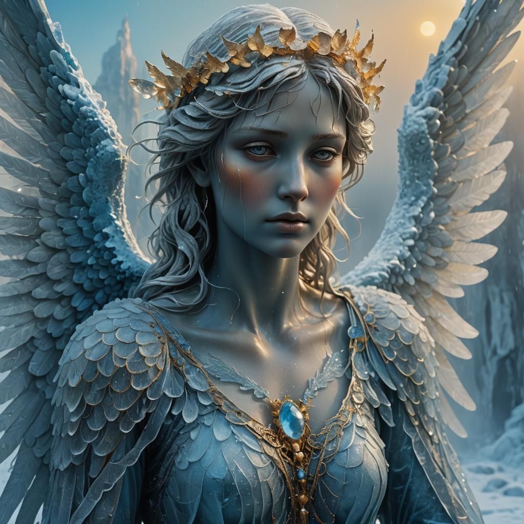 Exquisite Ice Angel in Surreal Digital Painting