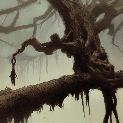 Sinister Noose Hanging from Tree Branch