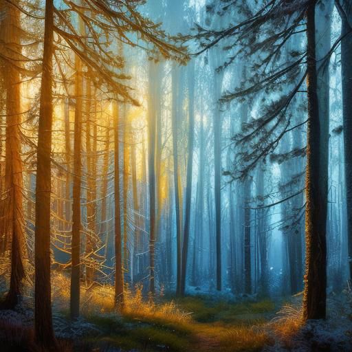 Festive Pine Tree in Mystical Forest: Hyperrealistic Splash ...