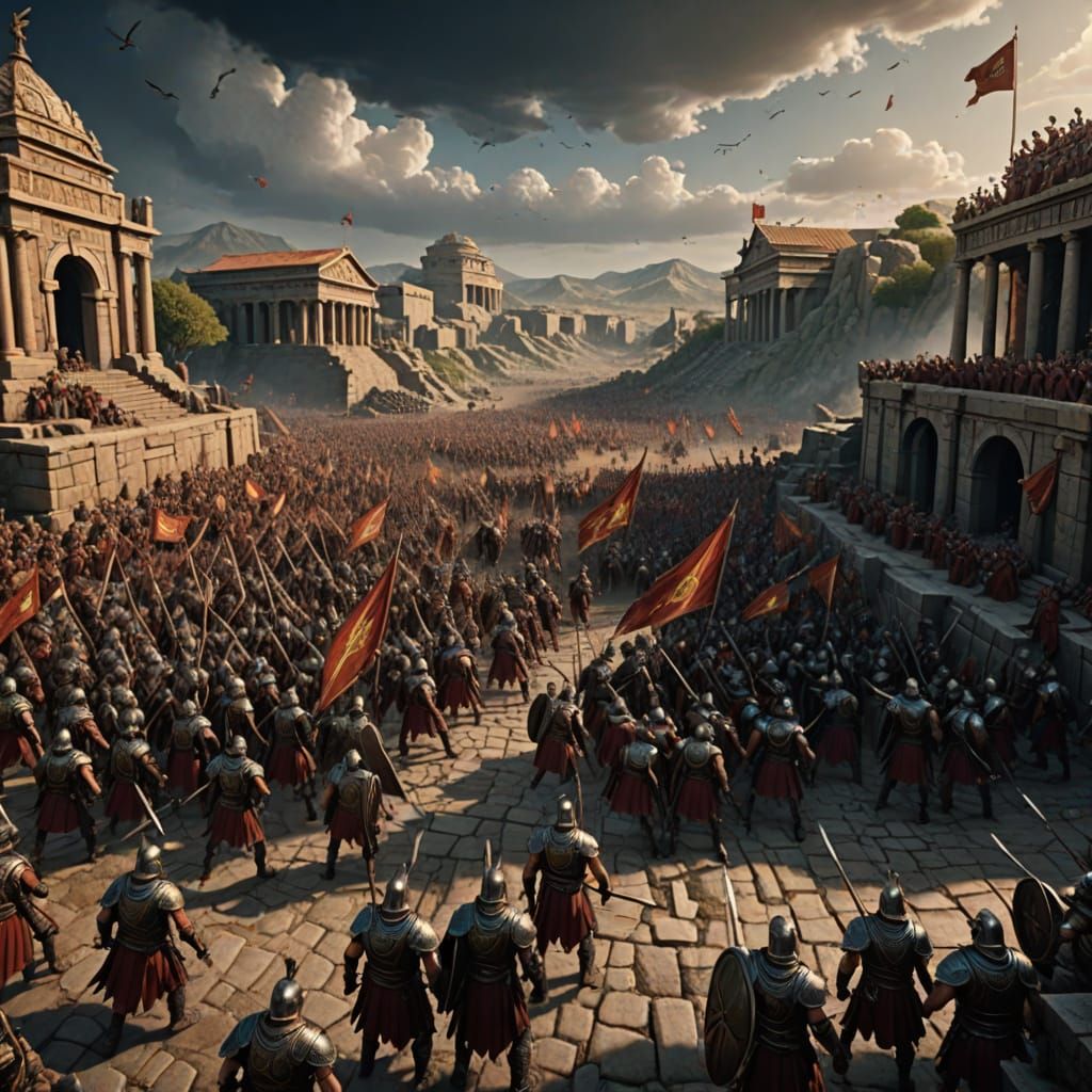 Epic Fantasy Battle Scene in Deep Color