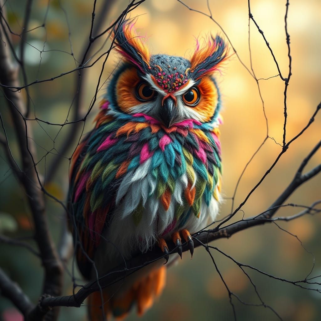 Whispers of the Enchanted Forest: Felted Wool Owl in Resplen...