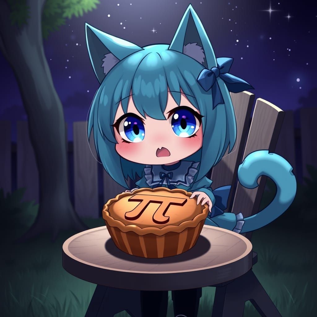 Mysterious Anime Catgirl Basks in Moonlit Night