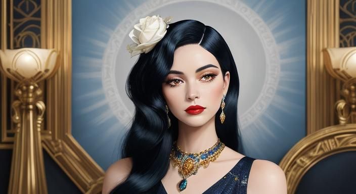 Glamorous Art Deco Woman with Red Rose