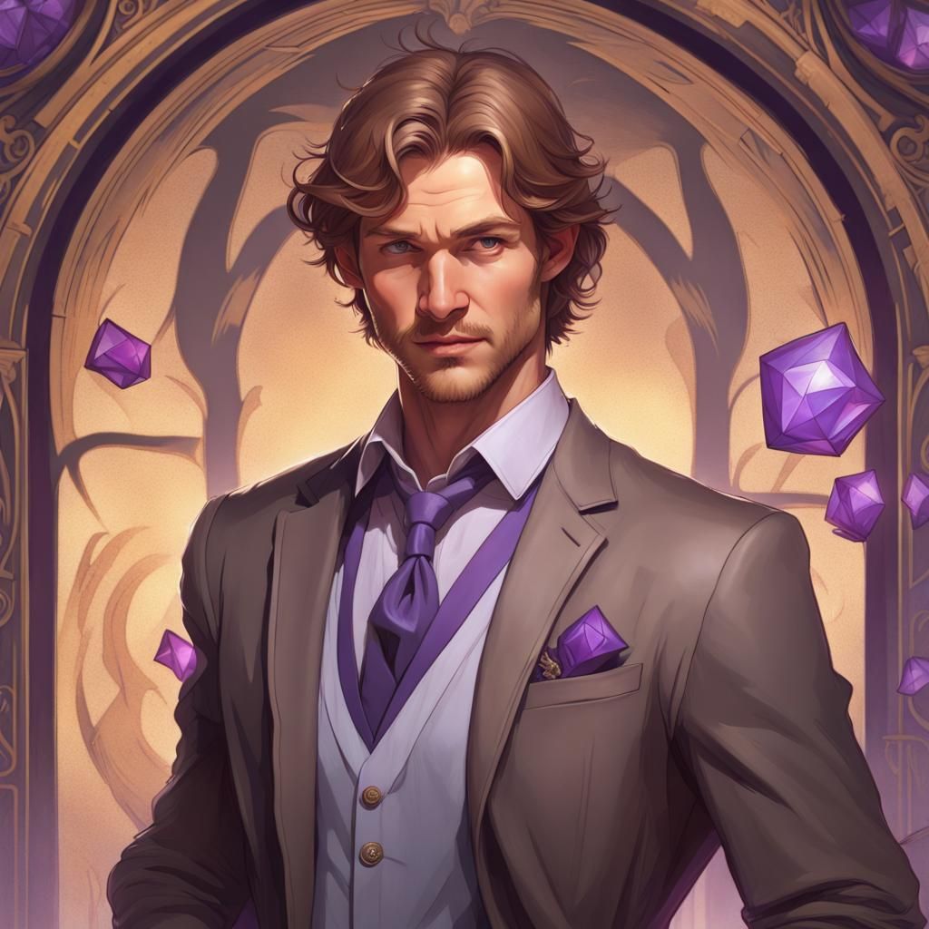 Tarot Card: Young Man Portrait in Art Nouveau Style