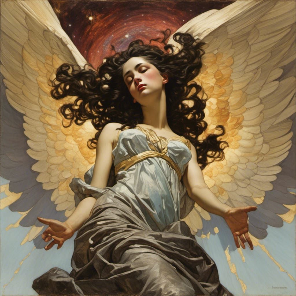 Angels Ascending in Classic Illustration Style