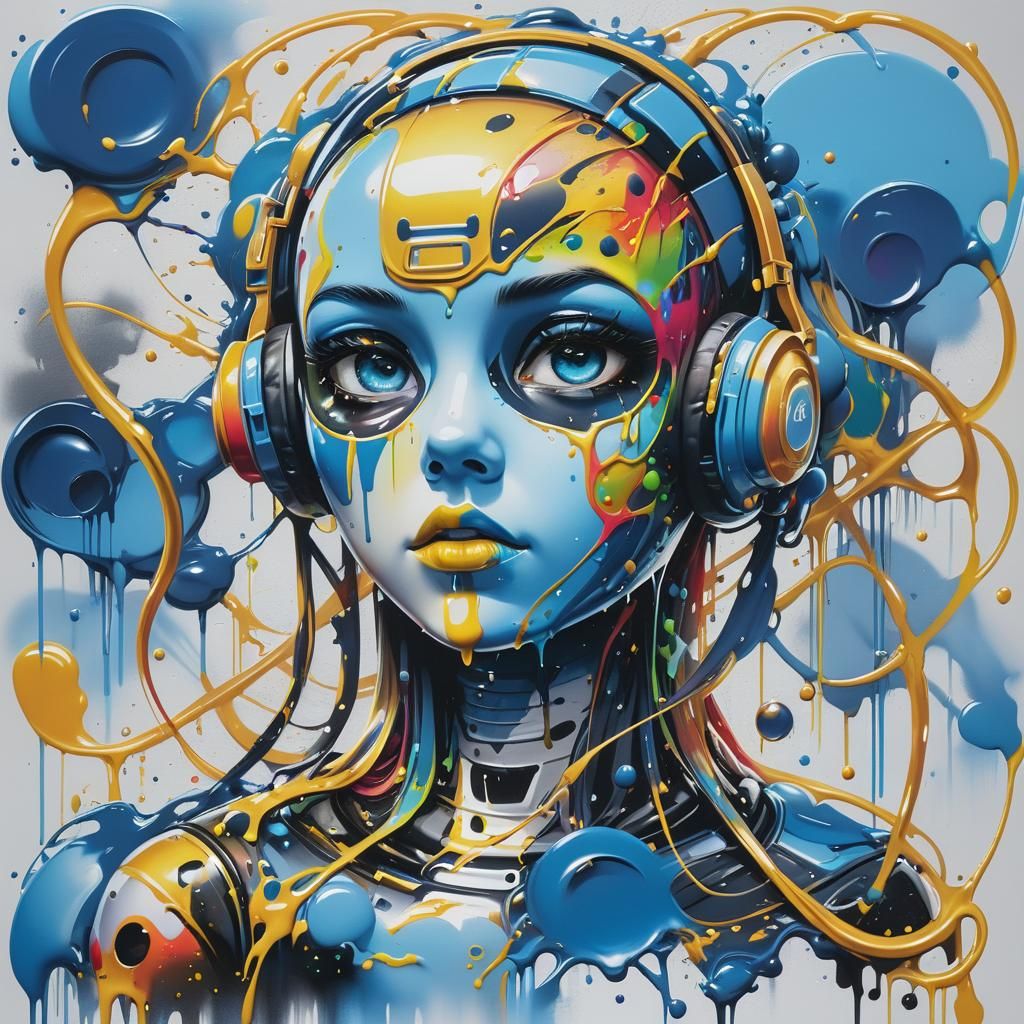 Colorful Polychromatic Graffiti Splash Art