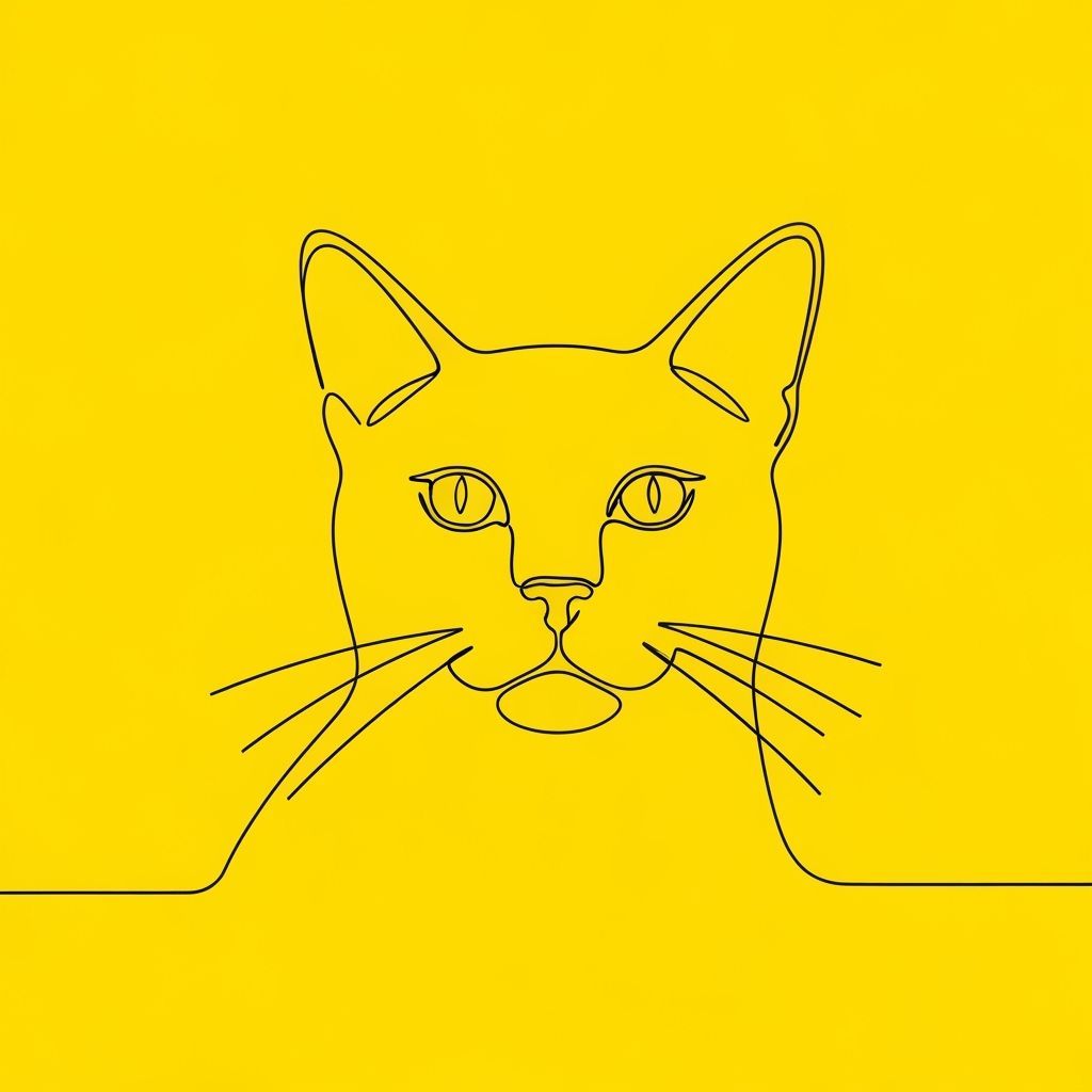Minimalist Cat Portrait in Single Line Style