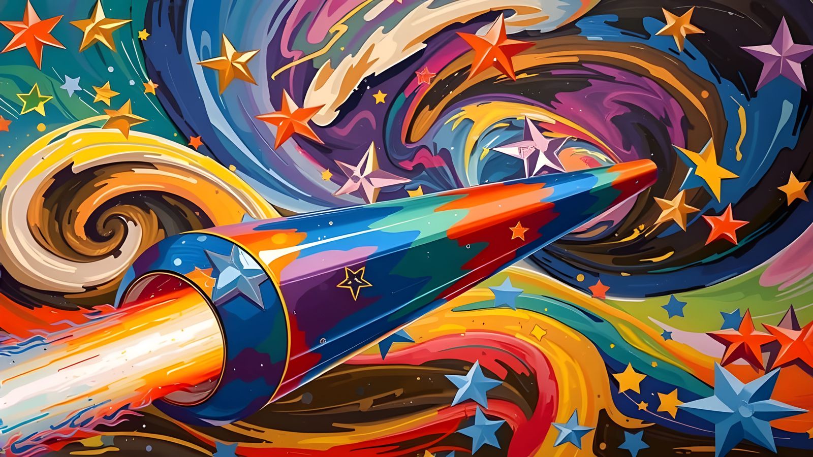 Sleek Mirror Cylinder in Vibrant Paint Vortex