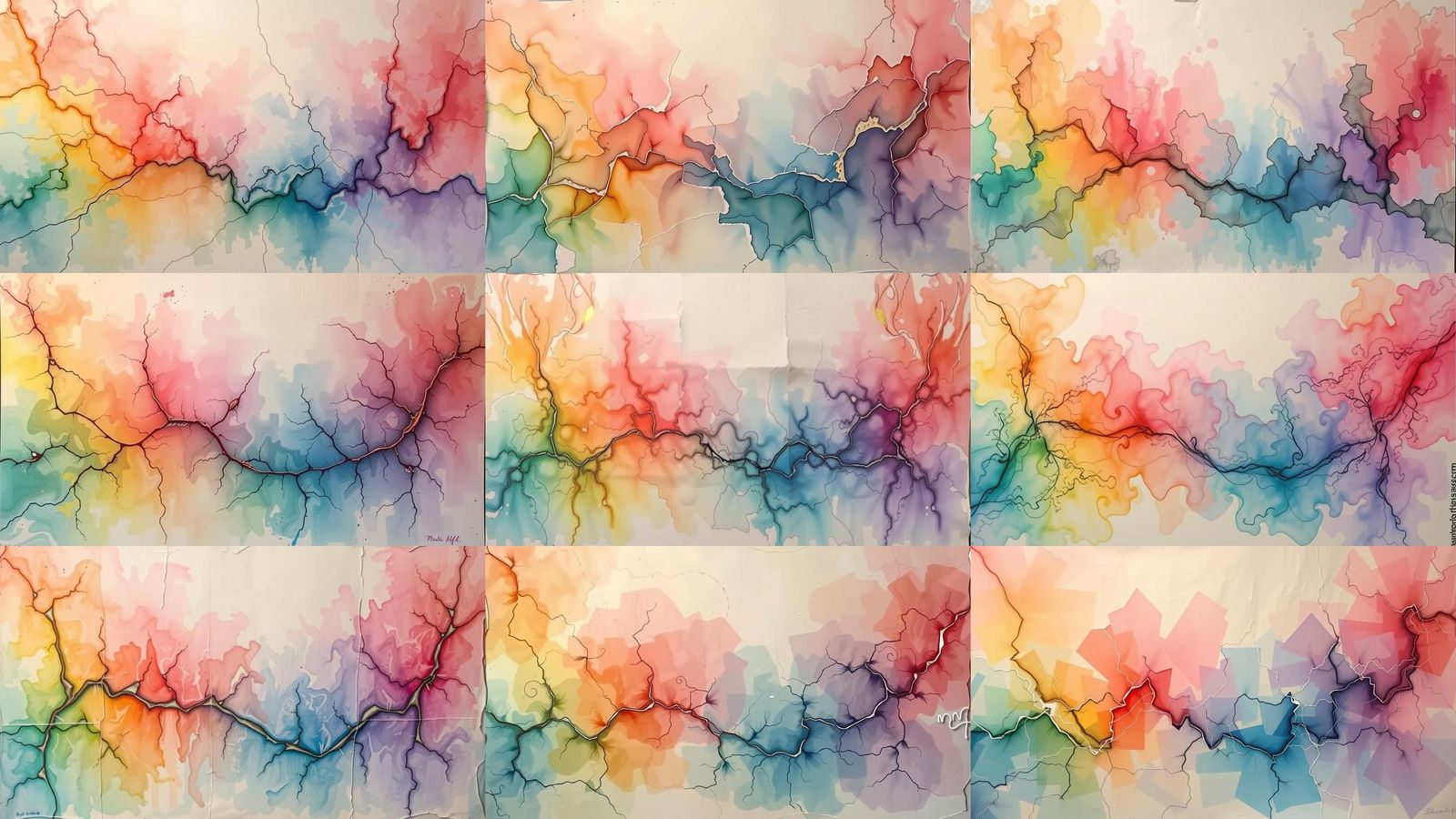 Pastel Rainbow Marble Texture on Old Paper