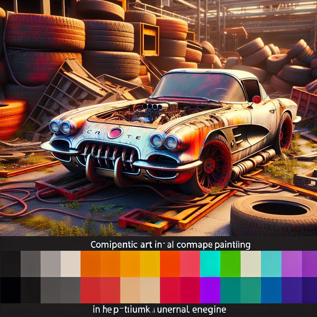 Abandoned Corvette in Junkyard: Fantasy Concept Art