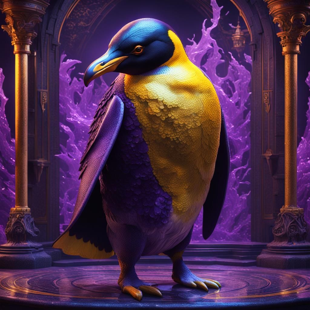 Penguin with AR in Dark Fantasy Style