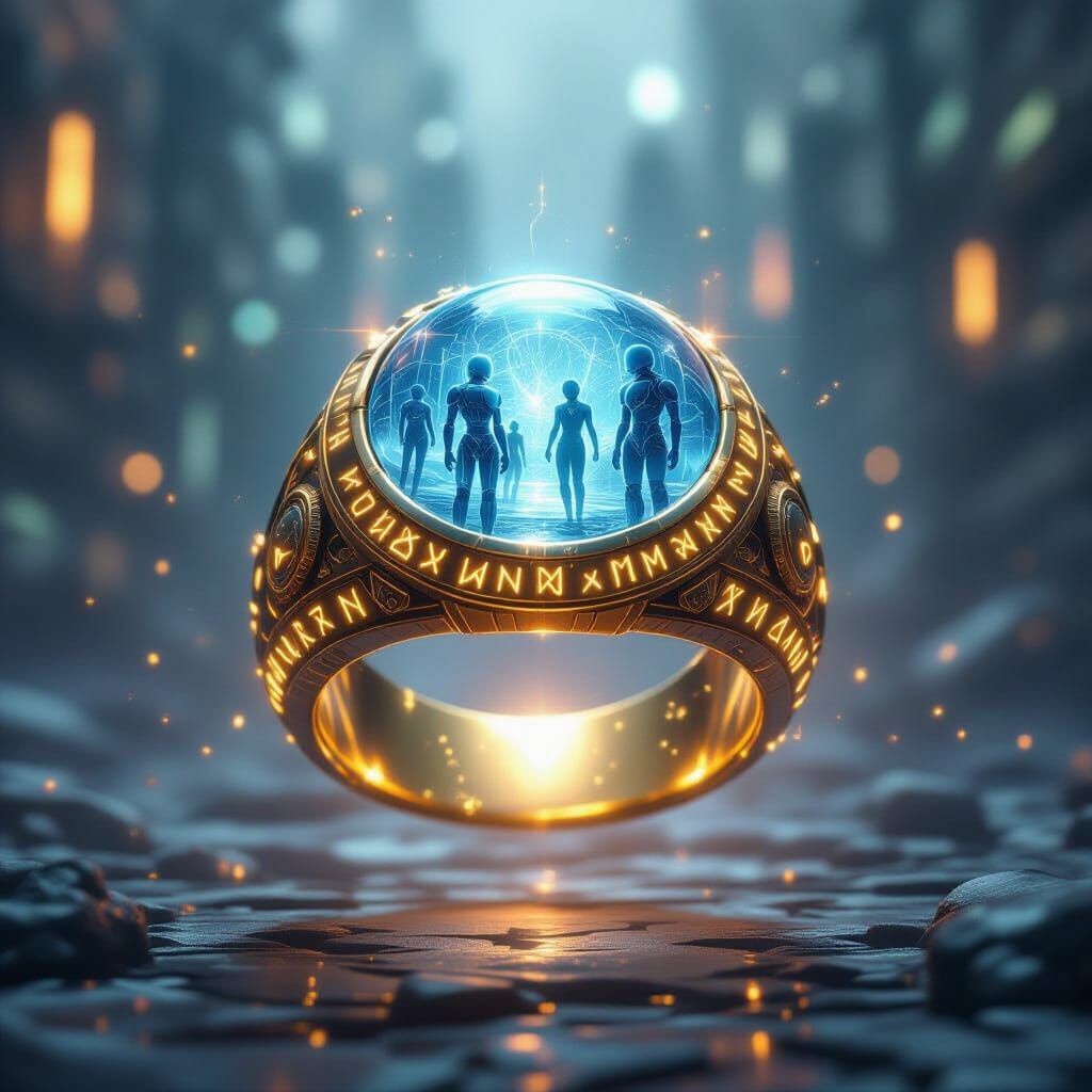 Glowing Magic Ring Portal to Future City