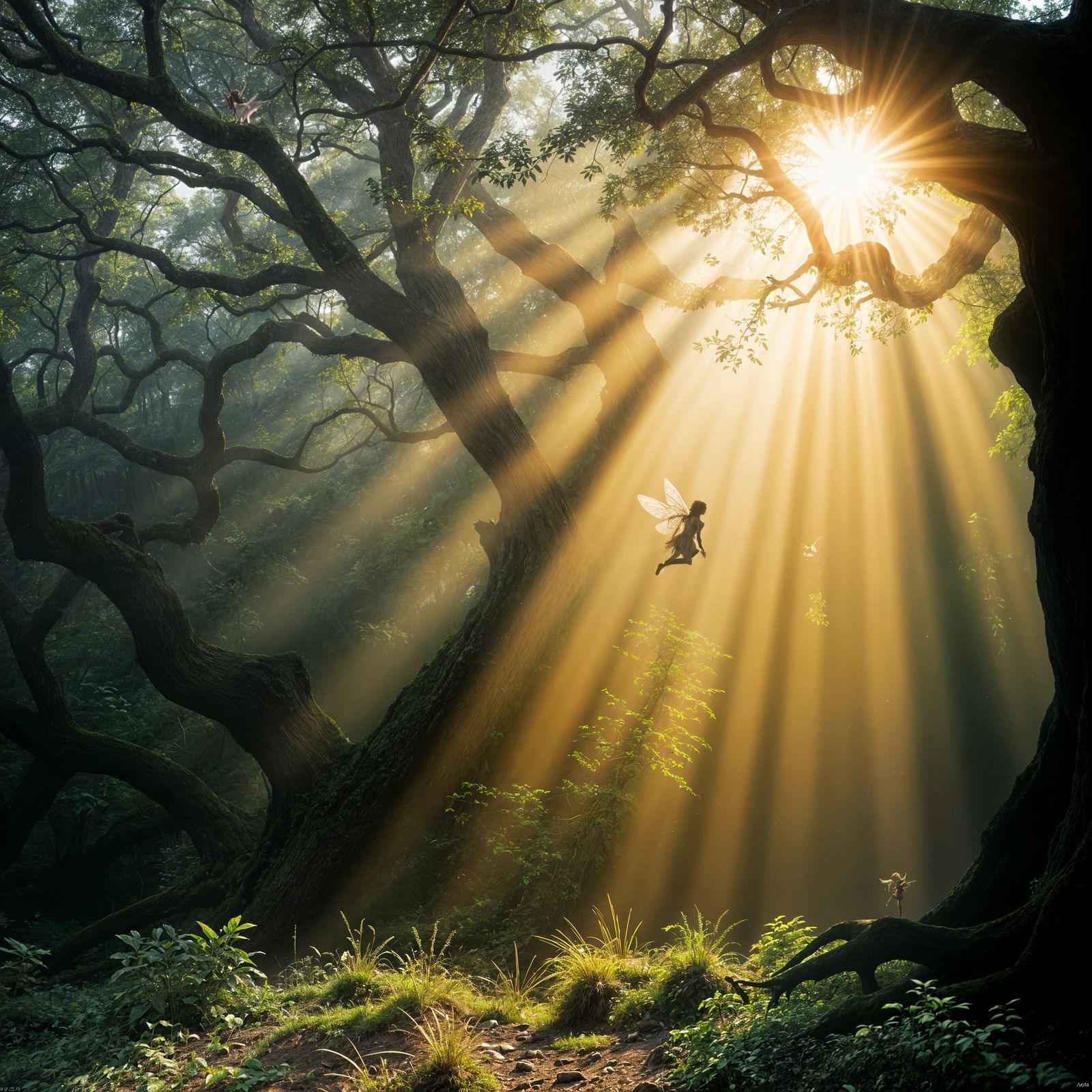 Ethereal Fairy Flees Through Golden Celtic Glade in Cinemati...