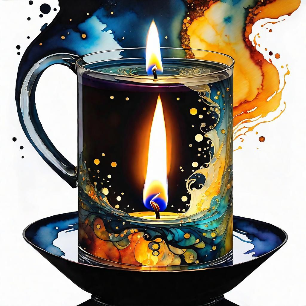 Floating Candle in Water: Magical Alcohol Ink Art