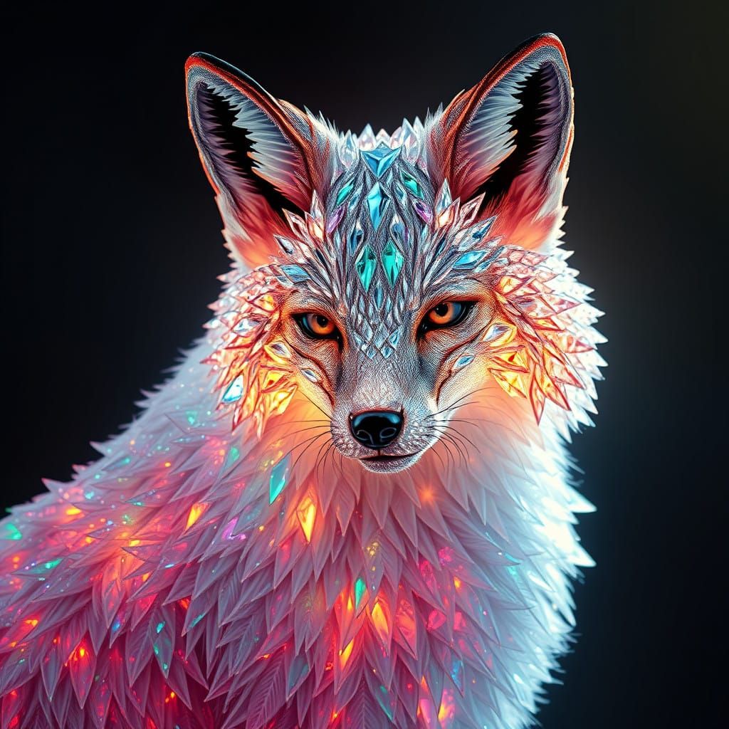Luxurious Diamond Fox in Cinematic Lighting