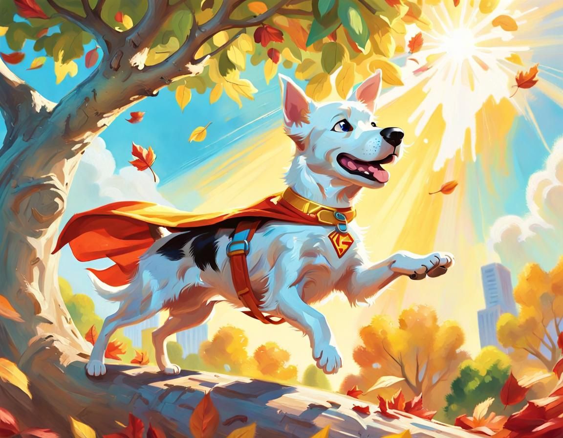 Cyberpunk-Style Super Dog Saves Kitten from Tree
