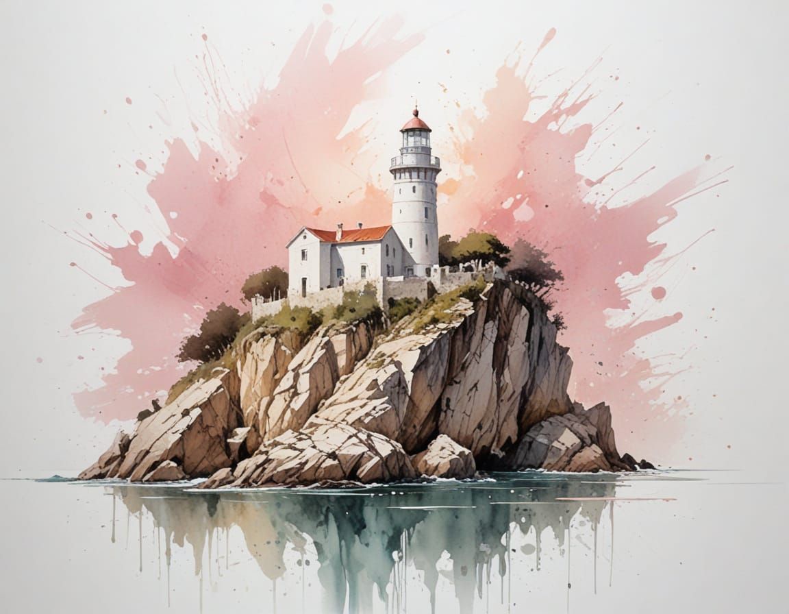 Greek Island Lighthouse Beam at Dusk: Coastal Serenity