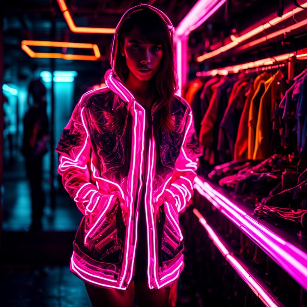 Neon Glowing Clothing in Hyperrealistic Style