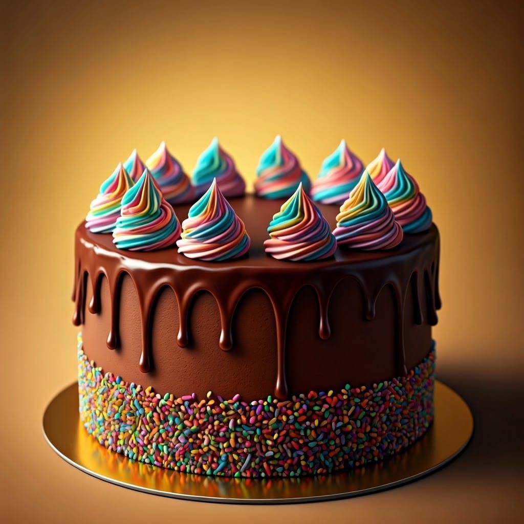 Whimsical Chocolate Birthday Cake with Swirls