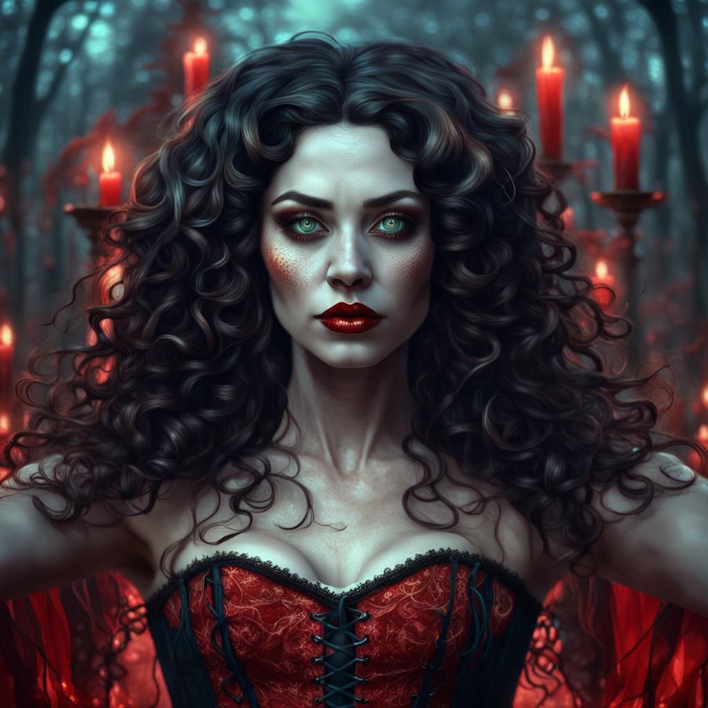 Cajun Bayou Witch Summoning Ghosts: Fantasy Art