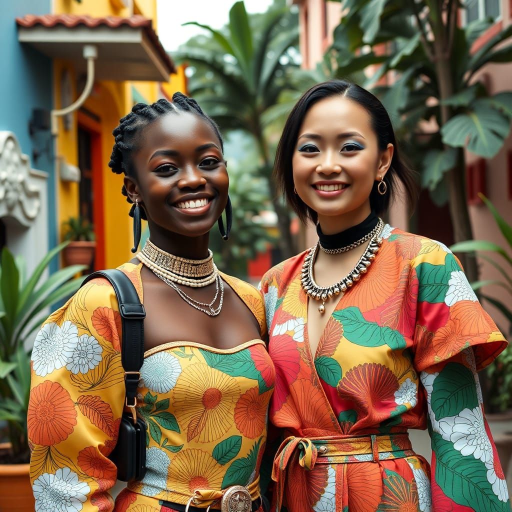 Smiling Women in Futuristic Brazilian-Japanese Streetwear