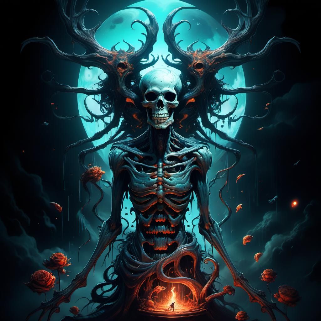 Life and Death Embrace: Dark Fantasy Concept Art