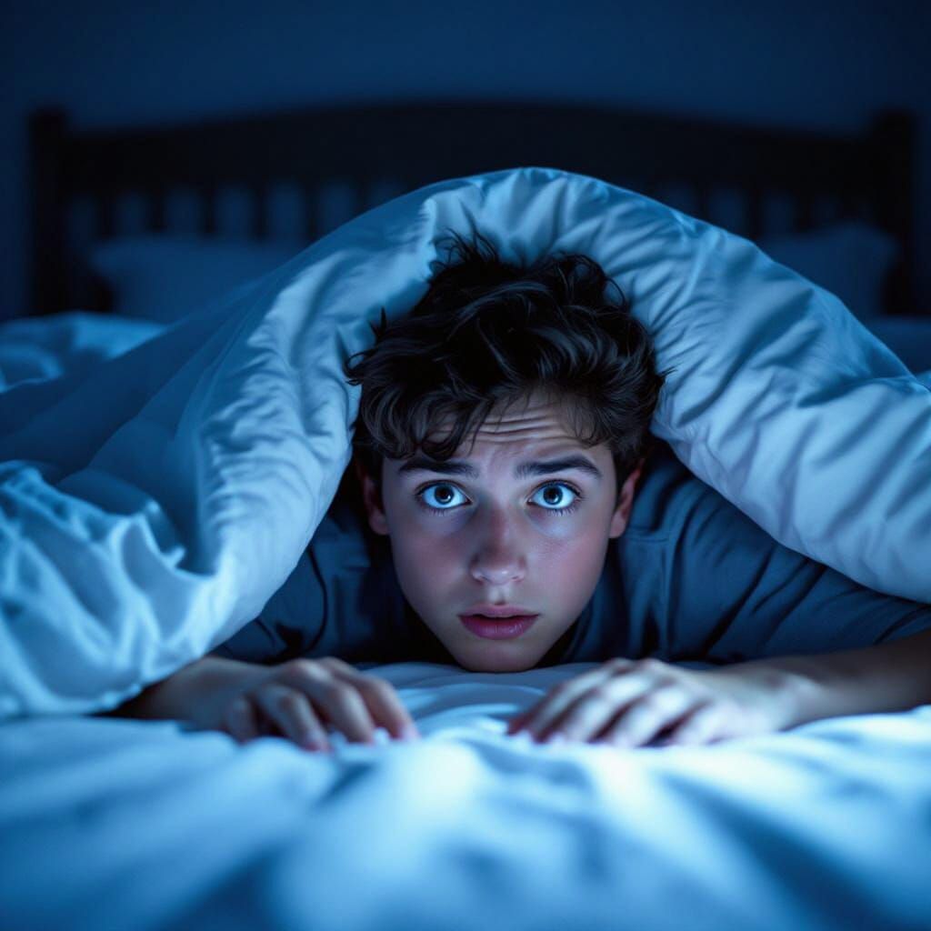 Fearful Night in Bed: Eerie Shadows and Suspense