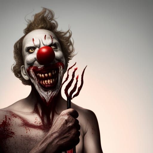 Horror Clown with Bloody Knife