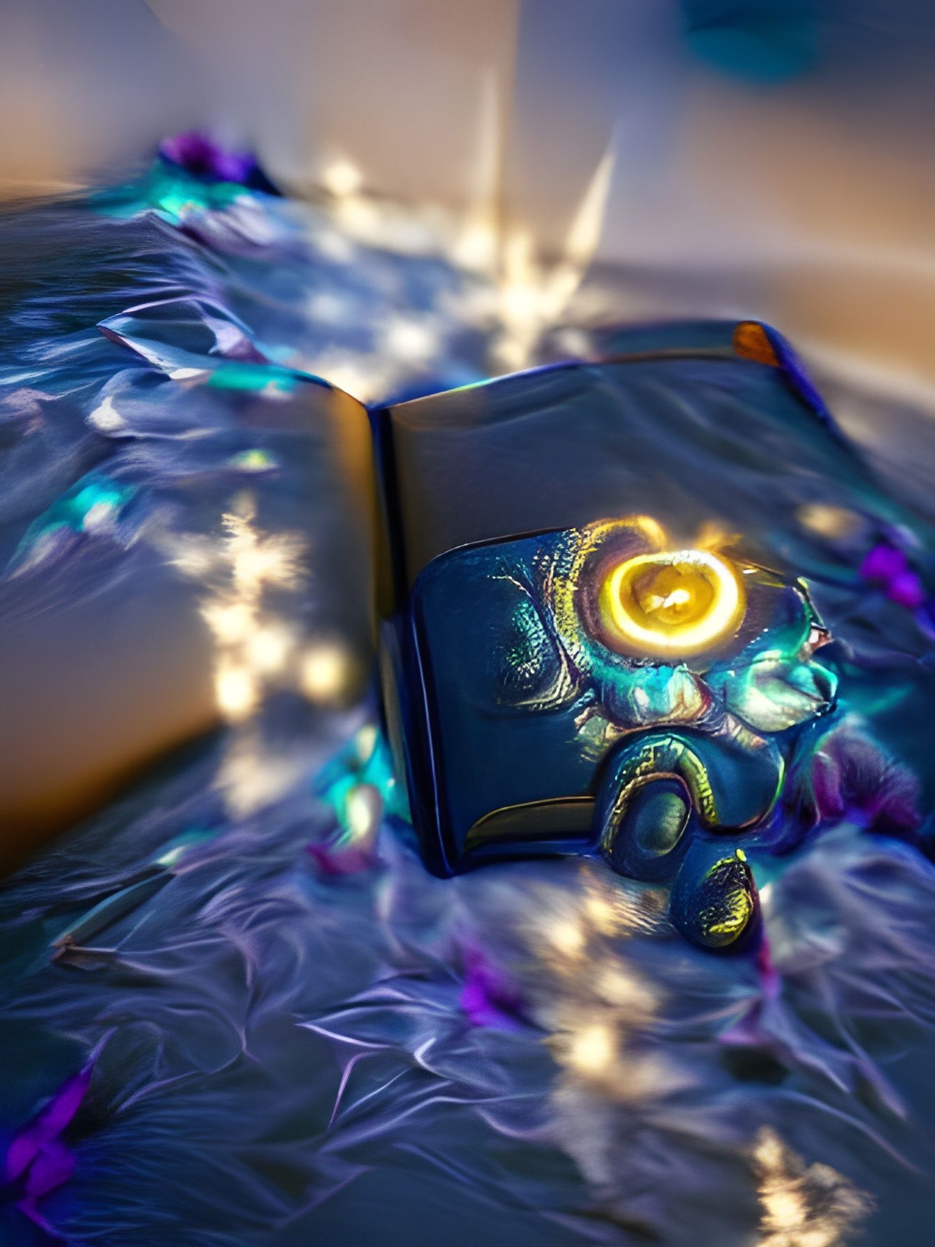 Celestial Grimoire in Dreamy Bokeh Lighting