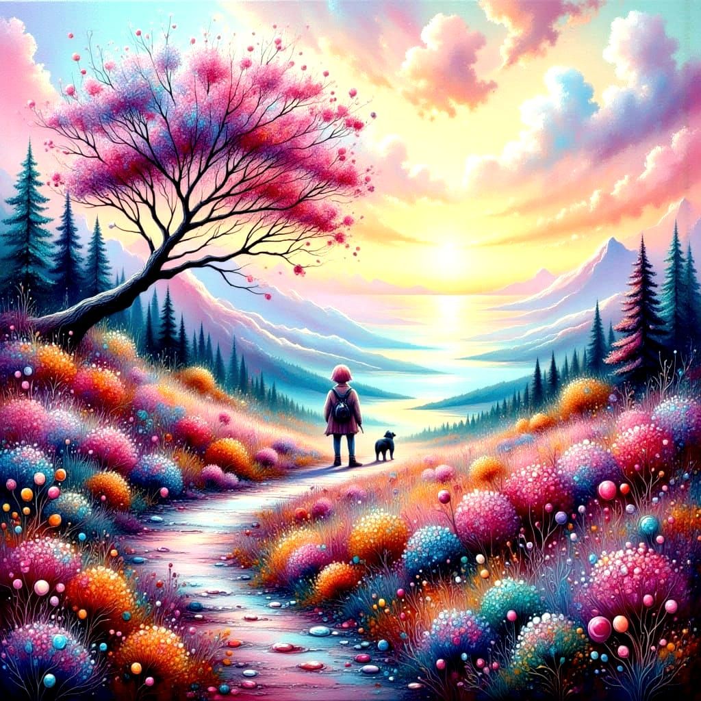 Lad and Dog Wander to the Enchanted Heather Cliffs