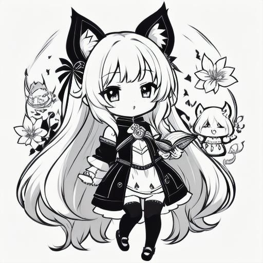 Chibi Dragon Coloring Book Page Line Art