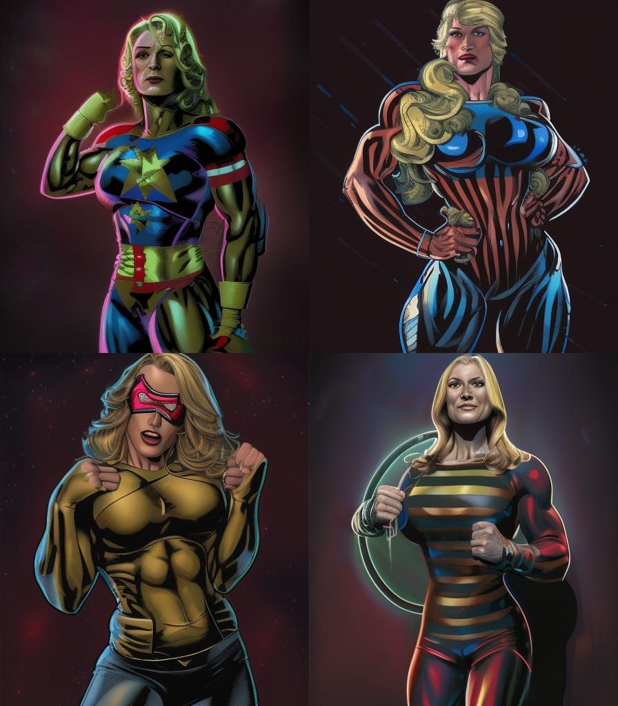 First Muscle Woman Superhero in Comic Book Art