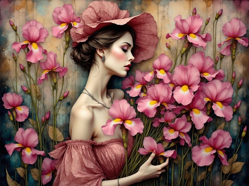 Elegant Woman in Art Nouveau Surrealism