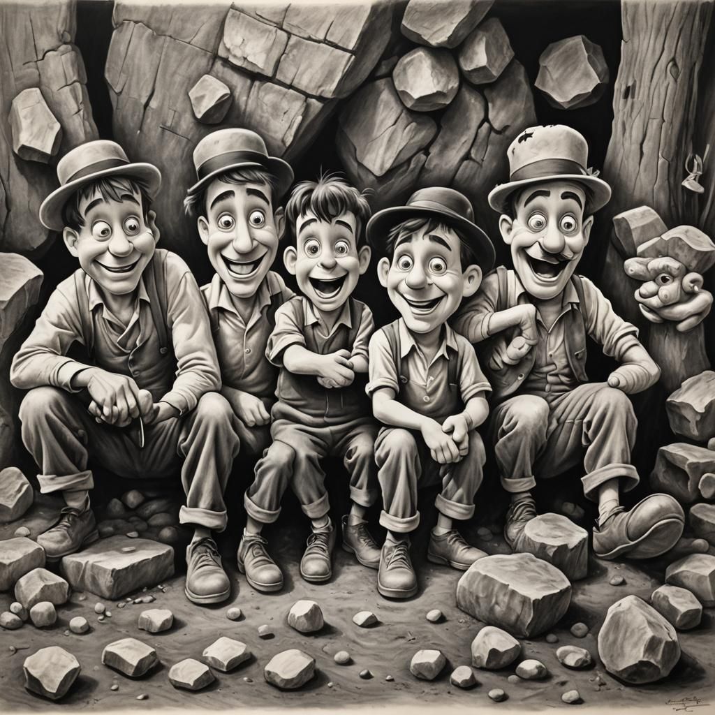 The Flintstones Reimagined as Silent Film Era Art