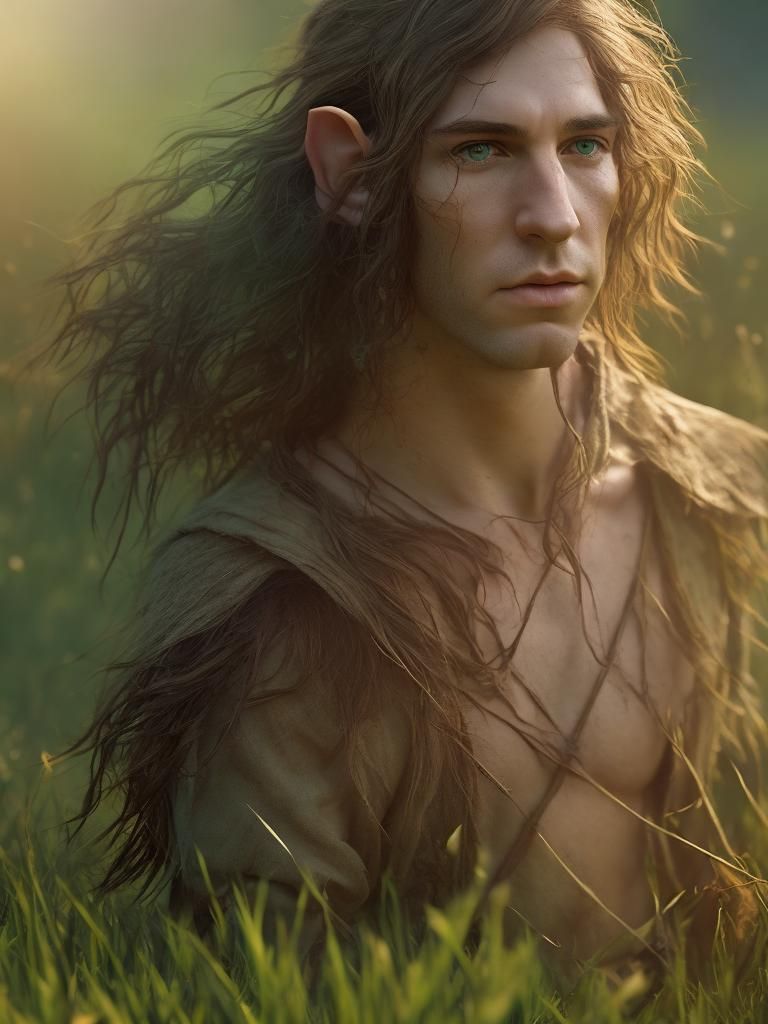 Half-Elf Druid in a Sunny Meadow