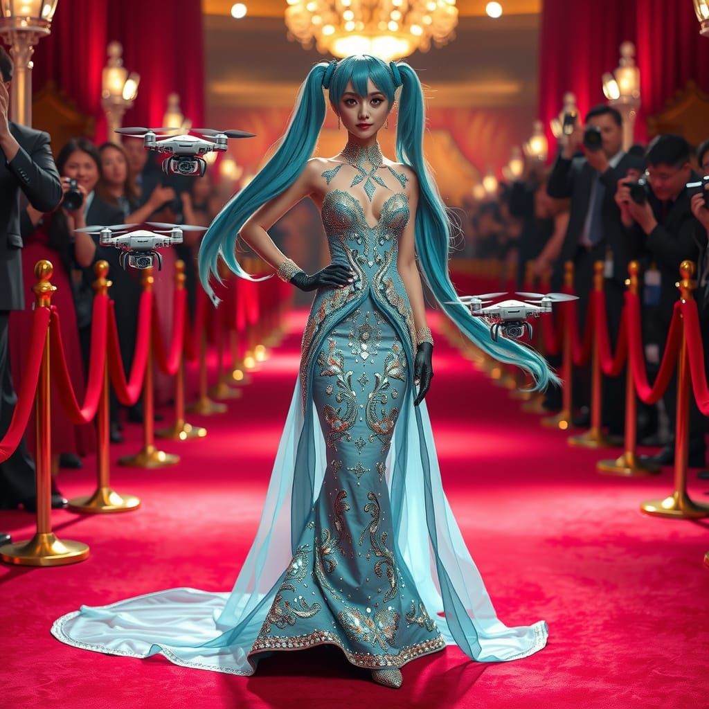 Digital Diva Shines on Red Carpet in Sequin Gown