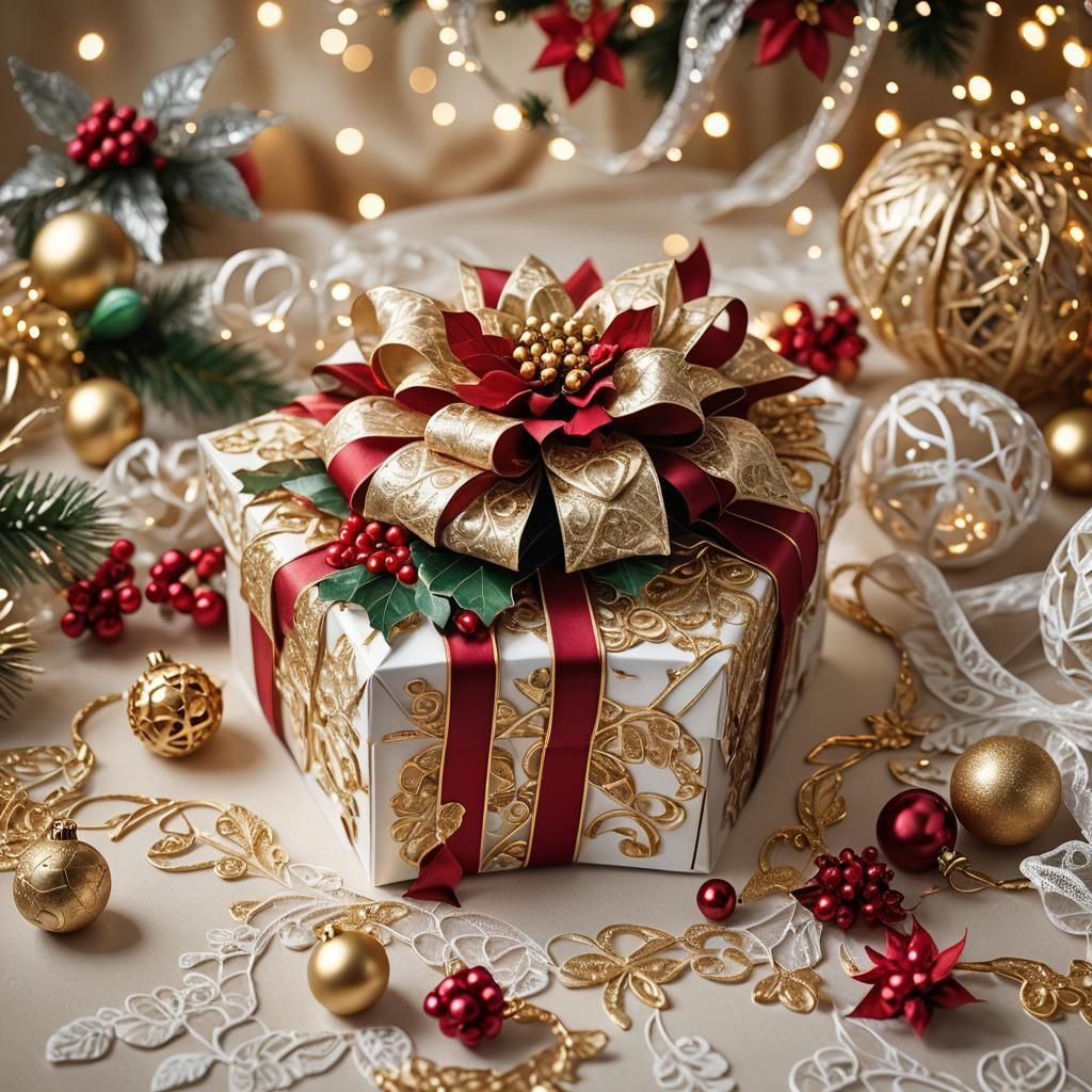 Luxury Christmas Gift Box Still Life in Digital Art