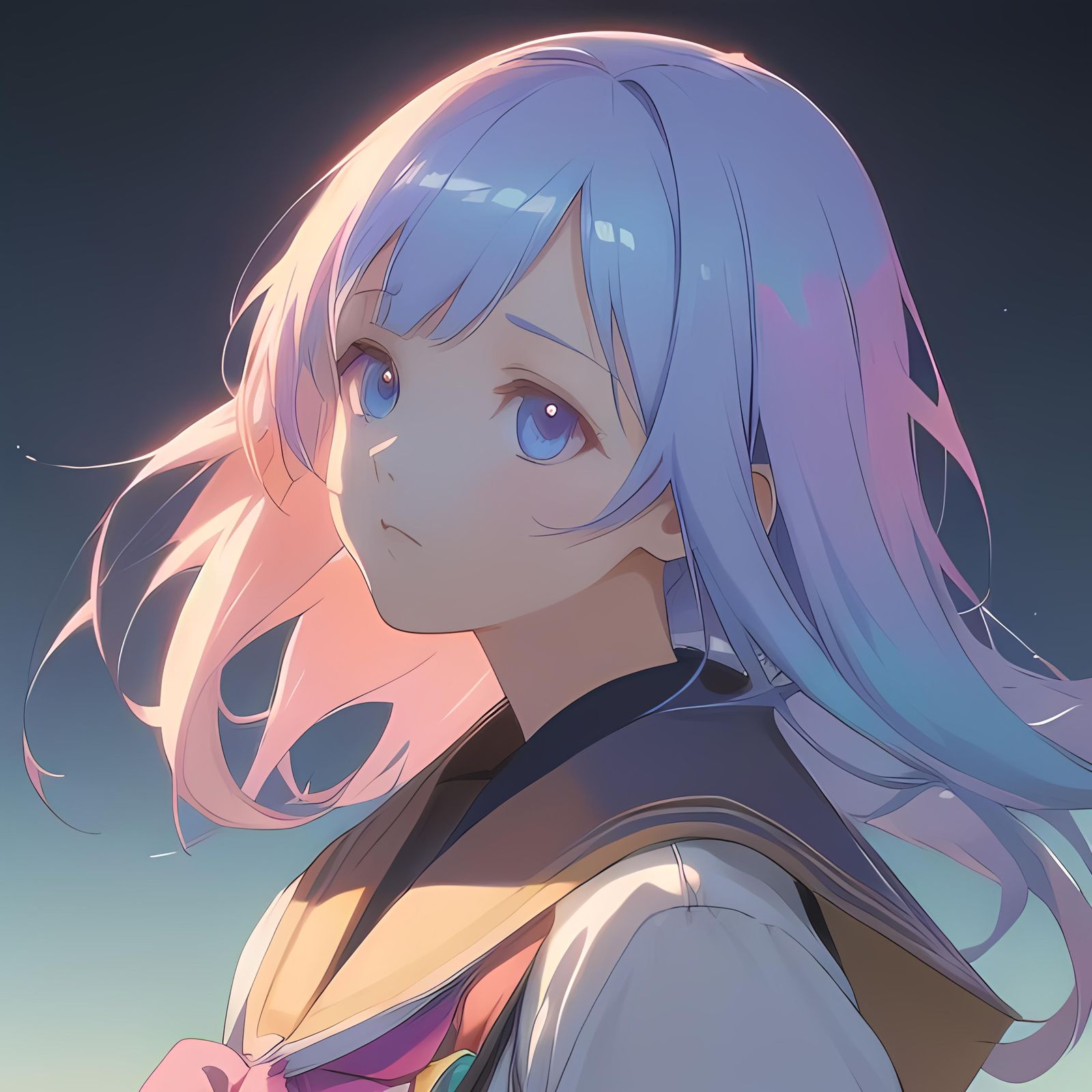 Anime Girl in Pastel School Uniform, Cel Shading