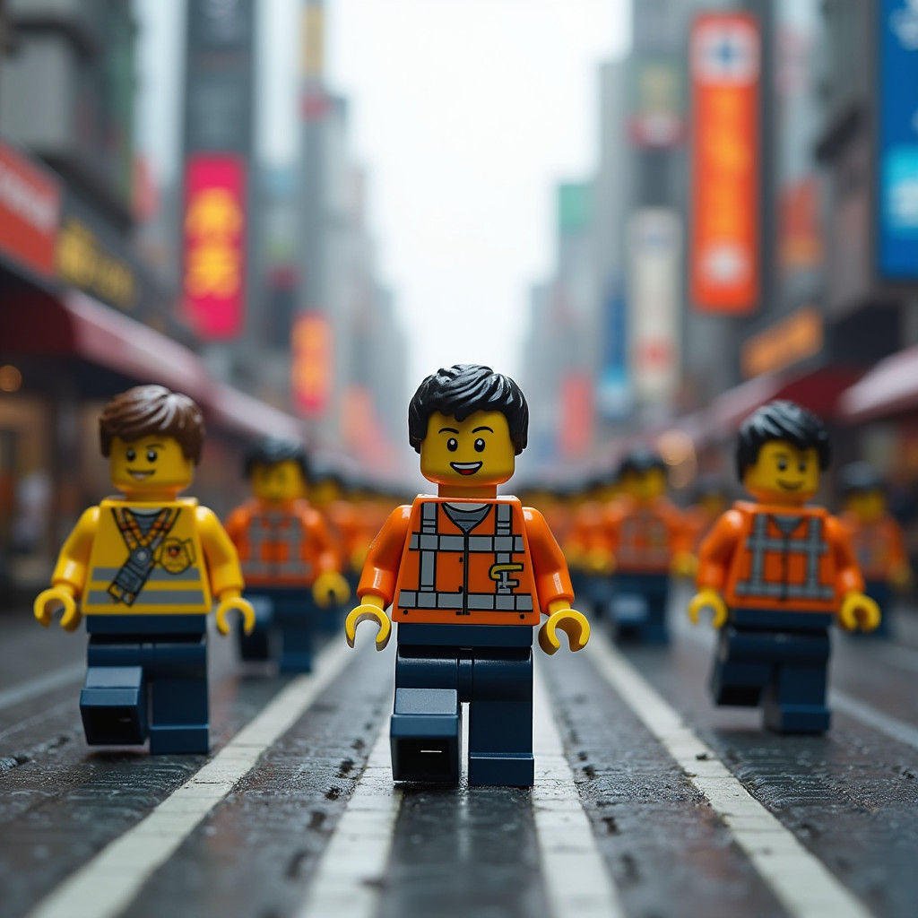 Lego Minifigures in Giant Tokyo Cityscape