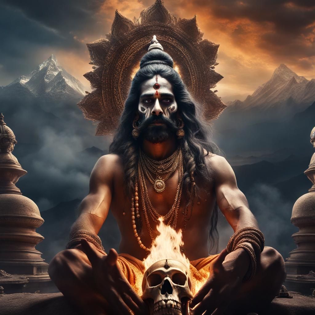 Aghori Sadhu with Shiva, Digital Matte Painting
